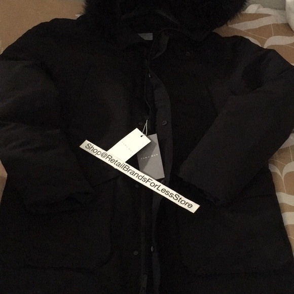 Zara MAN Long Quilted Coat With Faux Fur Hood - Picture 11 of 12